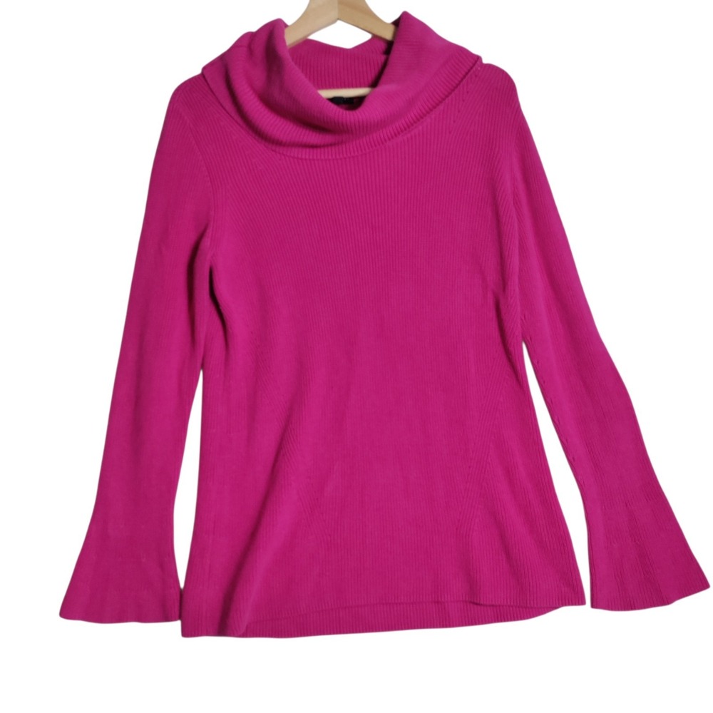 Talbots Sweater Womens Pink Cotton Blend Cowl Neck Pullover Knit Sz Medium